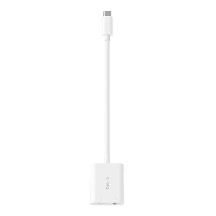 Belkin ROCKSTAR 3.5 mm audio + USB-C Charge Adapter - White