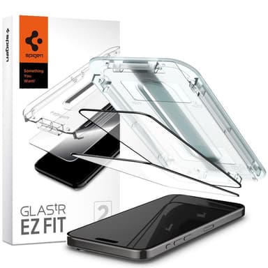Za_titno staklo Spigen tR EZ Fit, FC Black 2 Pack - iPhone 15