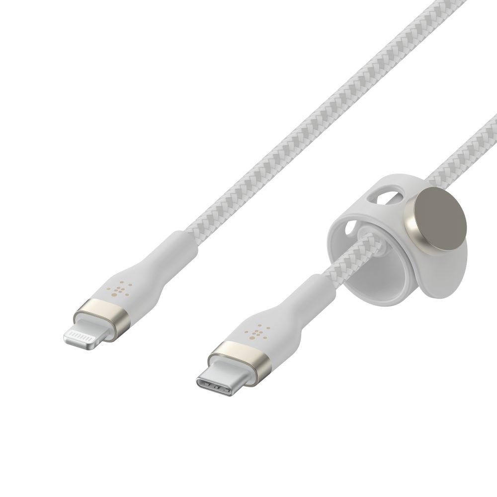 Belkin BOOST CHARGE PRO Flex USB-C to Lightning - Braided Silicone Cable 2M - White - Image 4